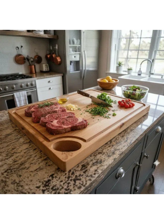 FoxiWood Professional Butcher Cutting Board with Juice Groove,(60×45×4cm) - Image 3